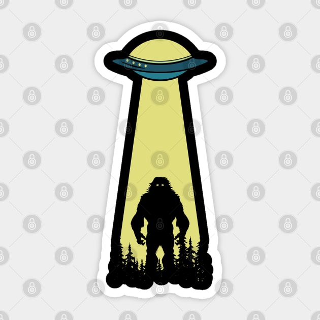 Bigfoot ufo Abduction Sticker by Tesszero